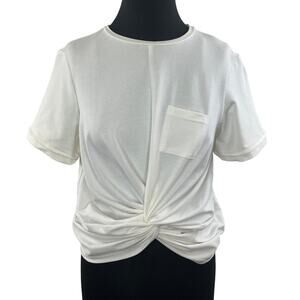 Walter Baker White Short Sleeve Twist Front Cotton-Blend Camille Top Size M